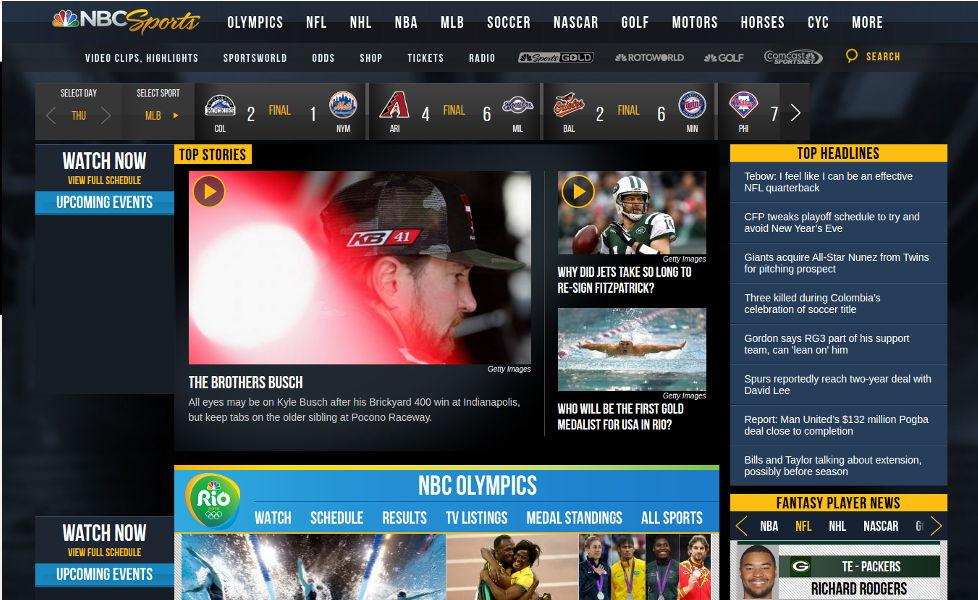 NBC sports website