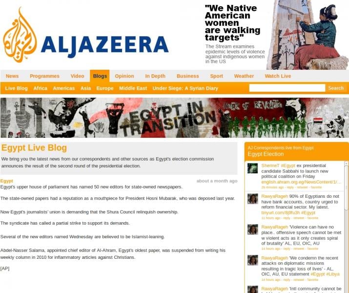 Al Jazeera Live Blogs