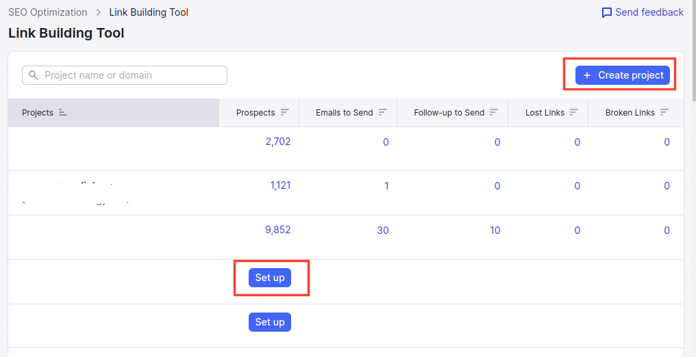 Set up Link Building Tool