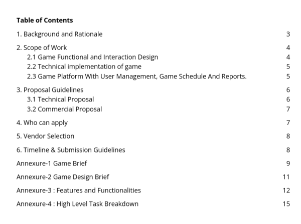RFP ToC