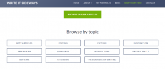 Check out Write it Sideways’ navigation system on their home page. Very simple and easy.