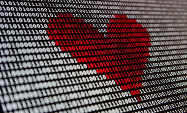 Red heart made out of binary digits, Credit: Alexander Sinn